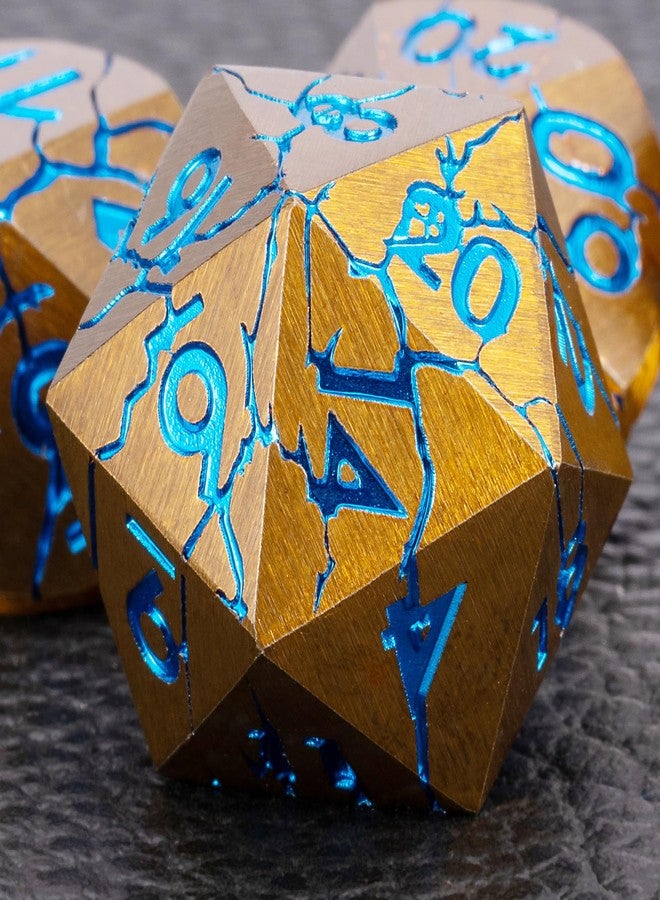 weyano Metal Dice Set for DND, RPG, D&D, Dungeons and Dragons with Cracks and Sharp Edges for Ages 15 and Up - Image 1